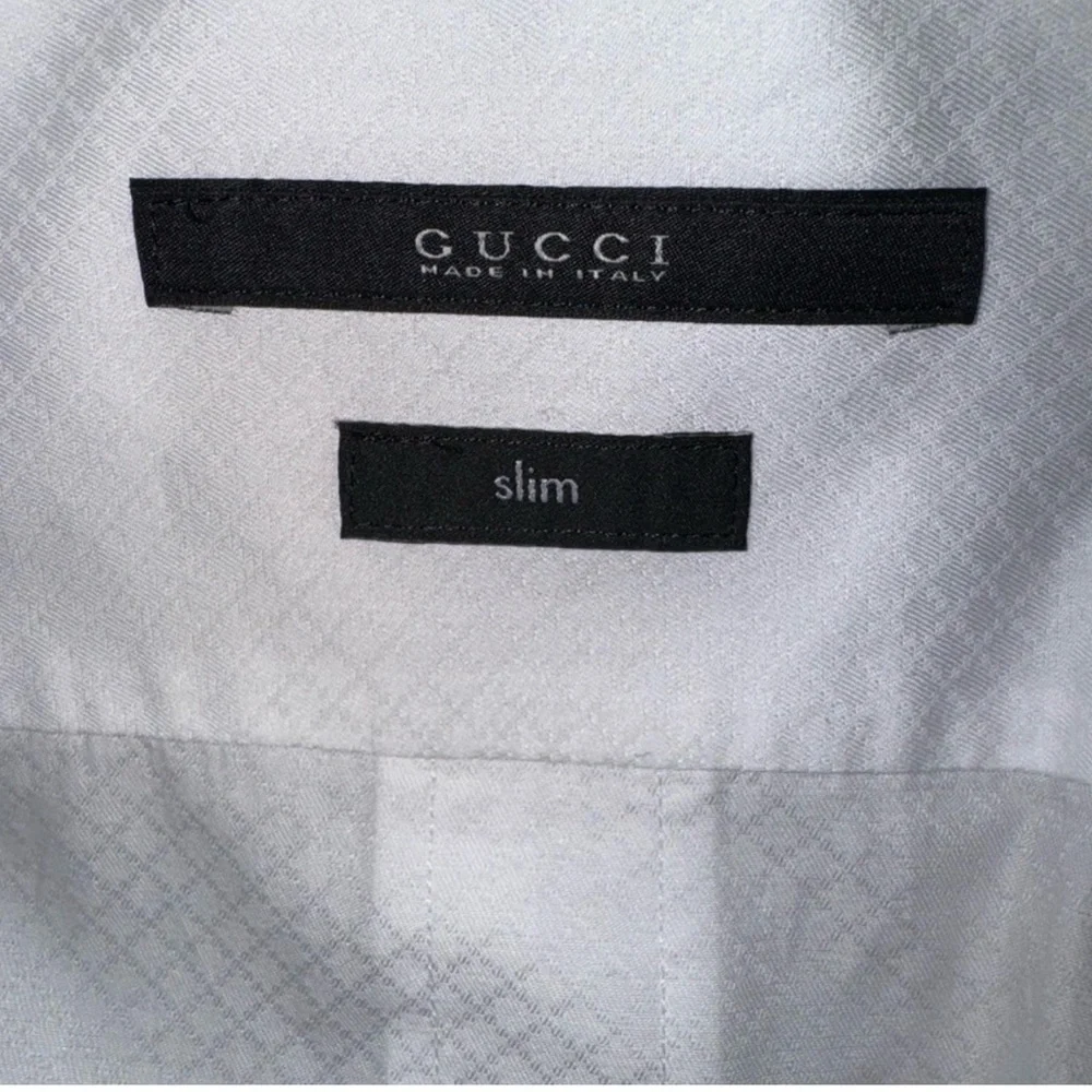 Gucci Textured White Dress Shirt 38/15